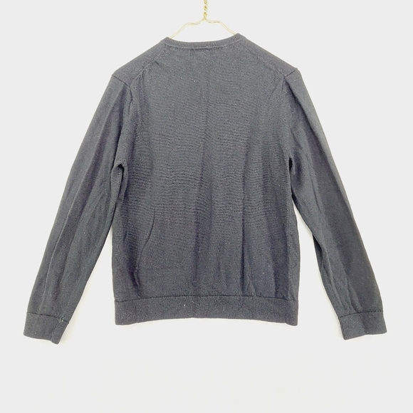 Banana Republic Italian Extra Fine Merino Wool Black Knit V Neck Sweater P1866 - Picture 4 of 7